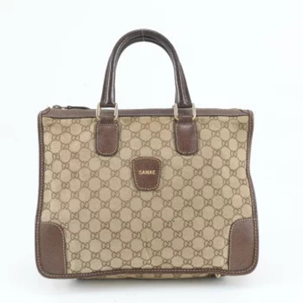 Gucci Joy GG Canvas Leather 2Way Shoulder Tote Bag Brown
